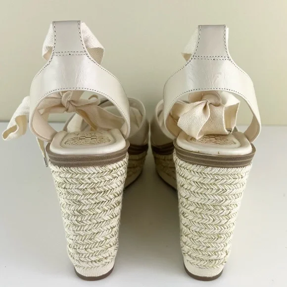 NEW VINCE CAMUTO BEIGE PLATFORM WEDGE SANDALS - Picture 5 of 12